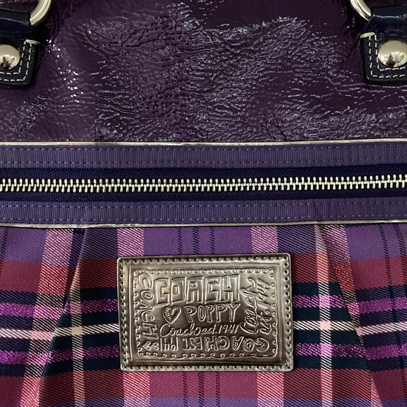 Authentic Coach 15886 Limited Edition Poppy Purple Tartan Plaid Shoulder Bag EUC - Picture 8 of 10